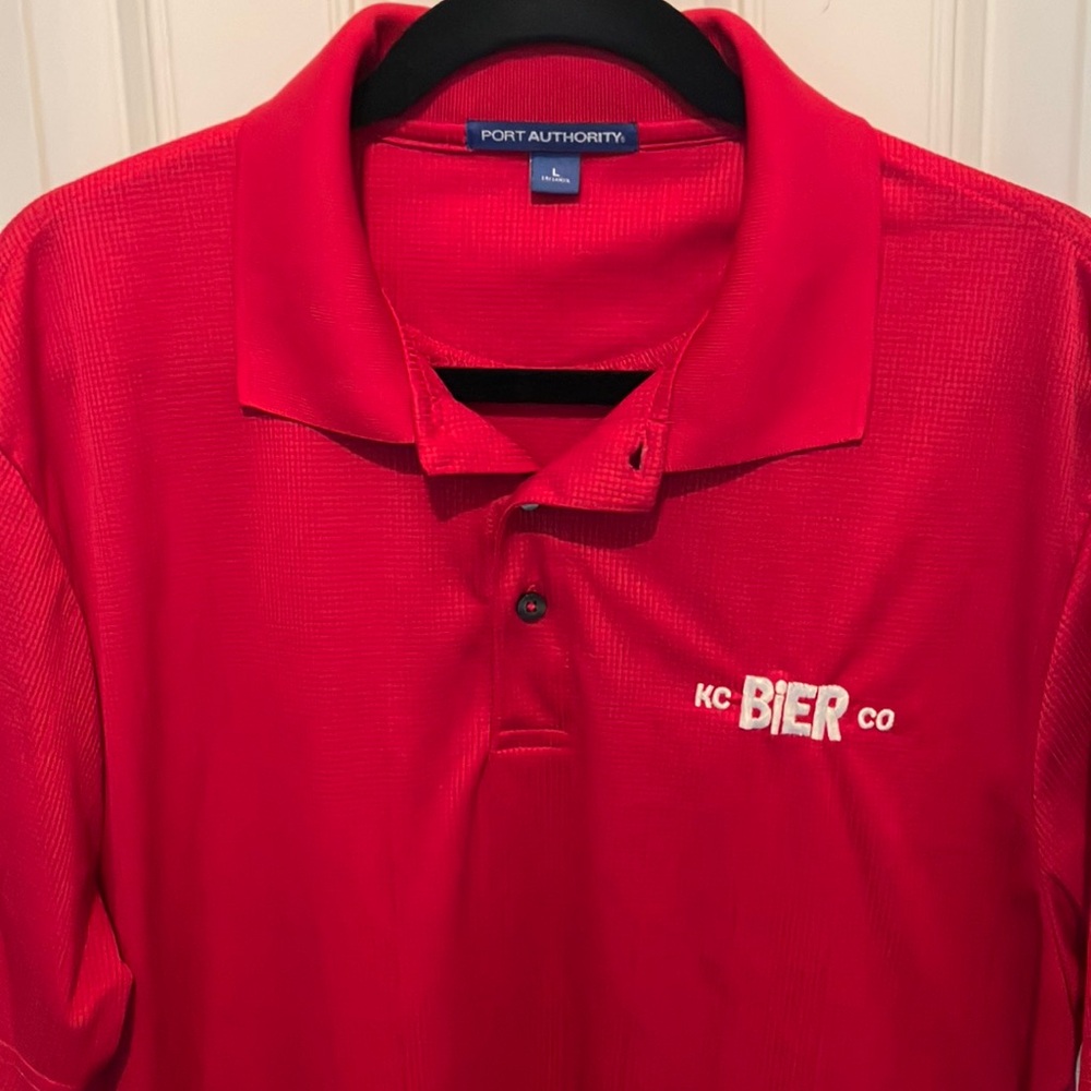 Port Authority Red Polo Classic Shirt L KC Bier logo